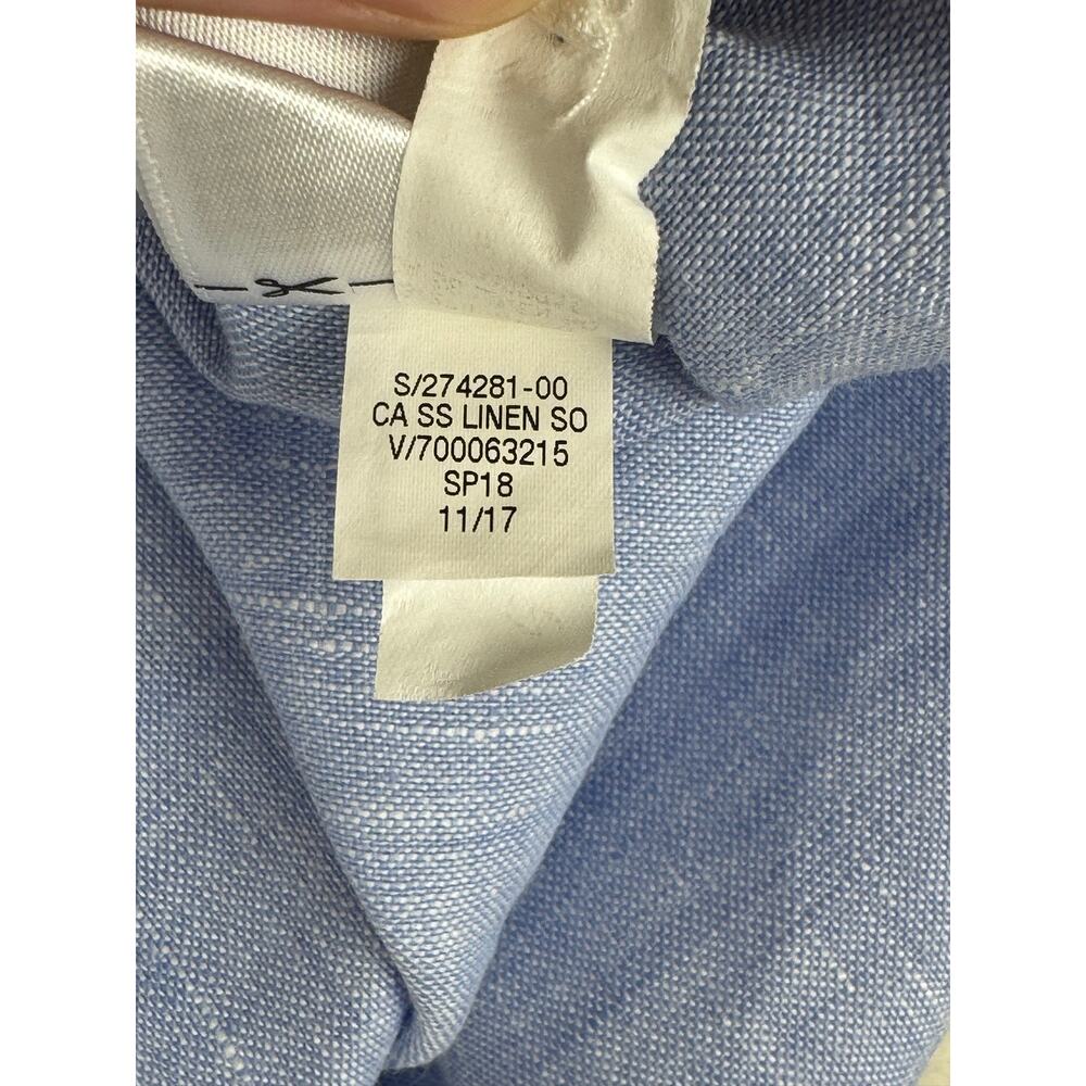 Banana Republic Camden Linen Shirt Chambray Blue Large Men’s - Picture 12 of 13